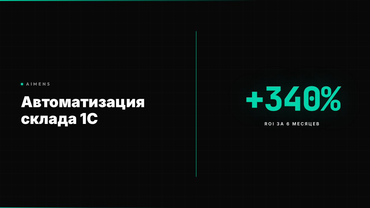 Автоматизация склада 1С: ROI +340% и внедрение 2026